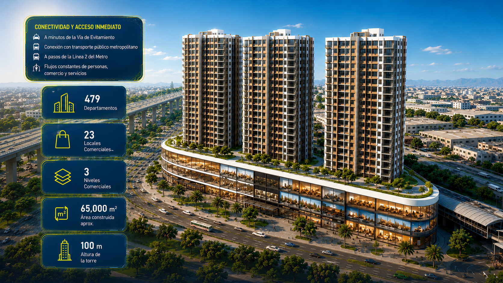 Megaproyecto junto a la Línea 2 toma forma: tendrá 479 departamentos y 23 locales comerciales
