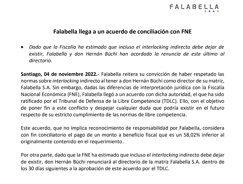 Hernán Büchi renunciará al directorio de Falabella tras caso de interlocking