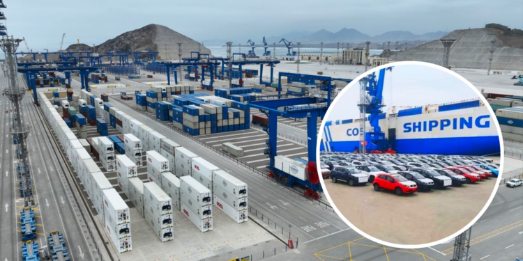 Llegó la primera flota de vehículos provenientes de China al Megapuerto de Chancay