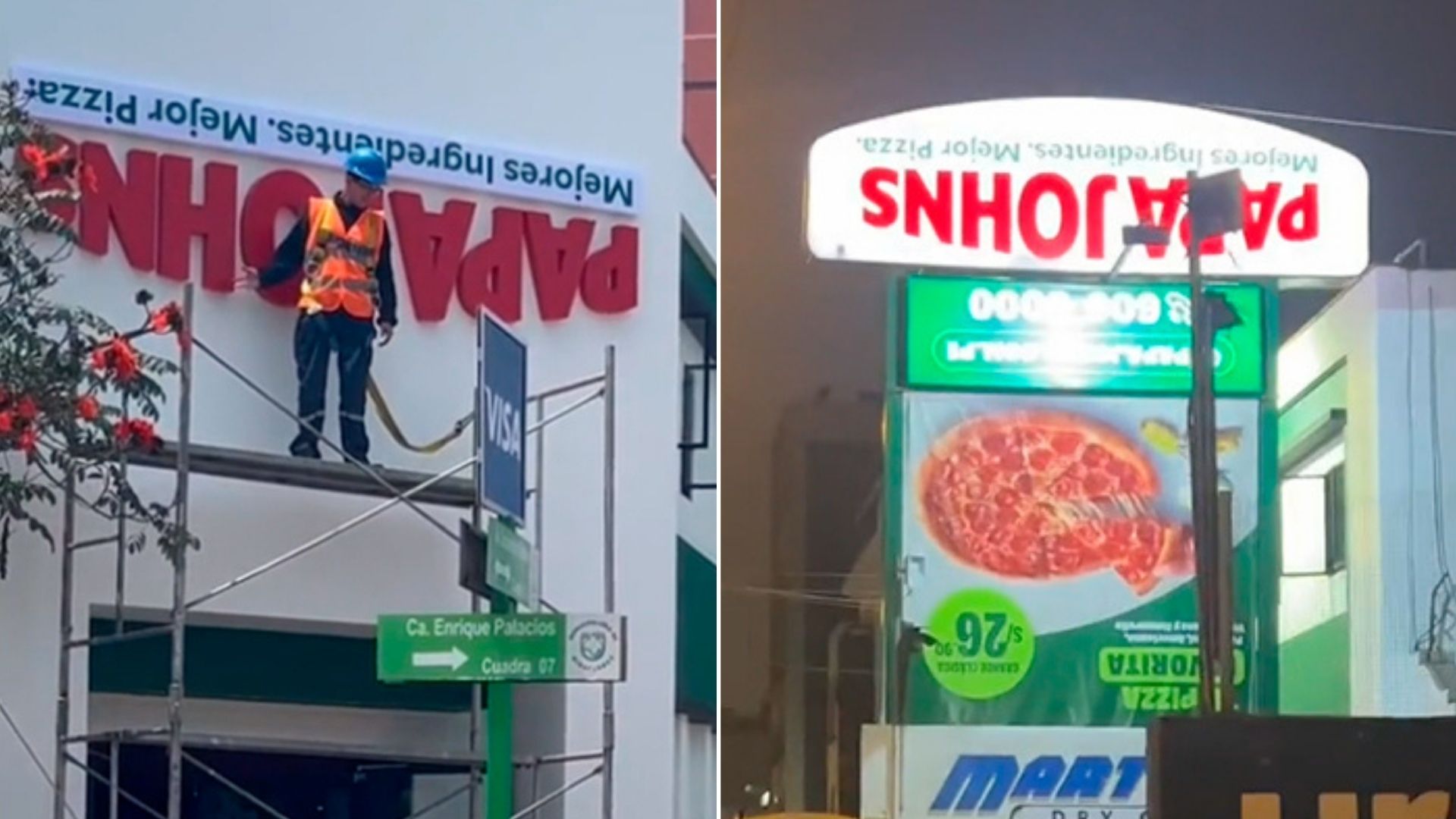 Papa Johns coloca logo al revés en uno de sus locales y desata furor en