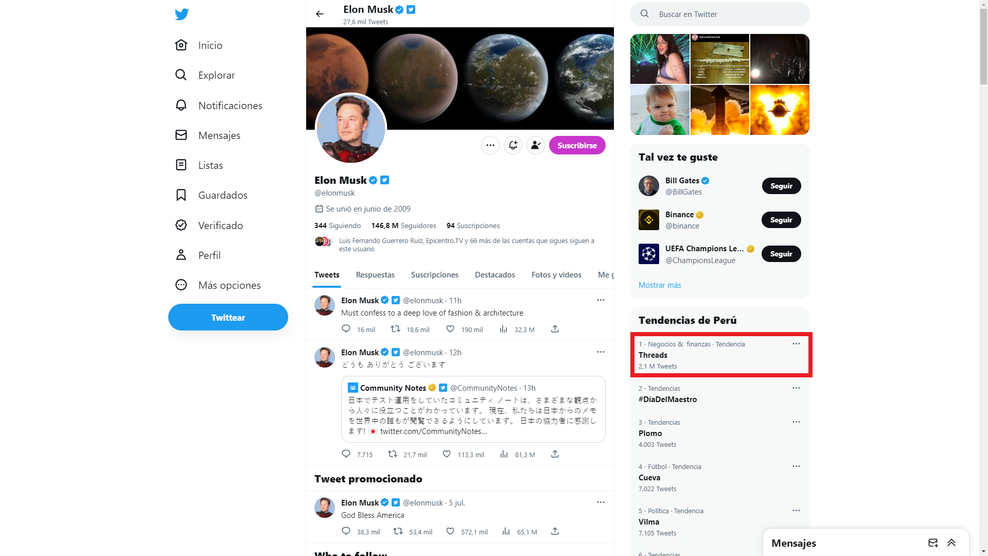 Threads es tendencia en Twitter: App de Meta ya está disponible en Perú