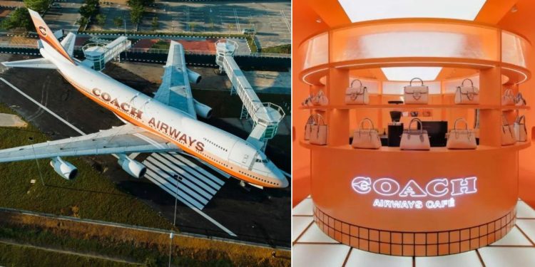 Marca de lujo convierte avión Boeing 747 en una impresionante tienda temática de viajes