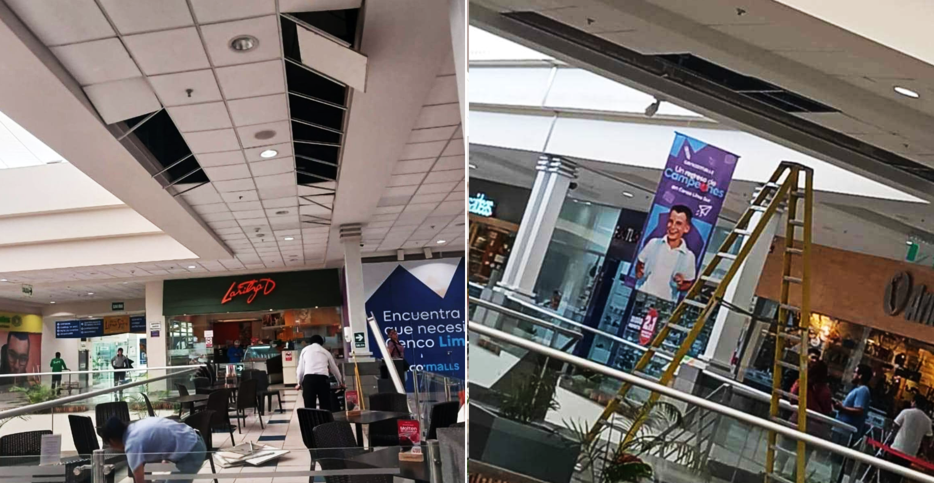 Clausuran Plaza Lima Sur de Chorrillos: caen baldosas del techo tras fuerte sismo